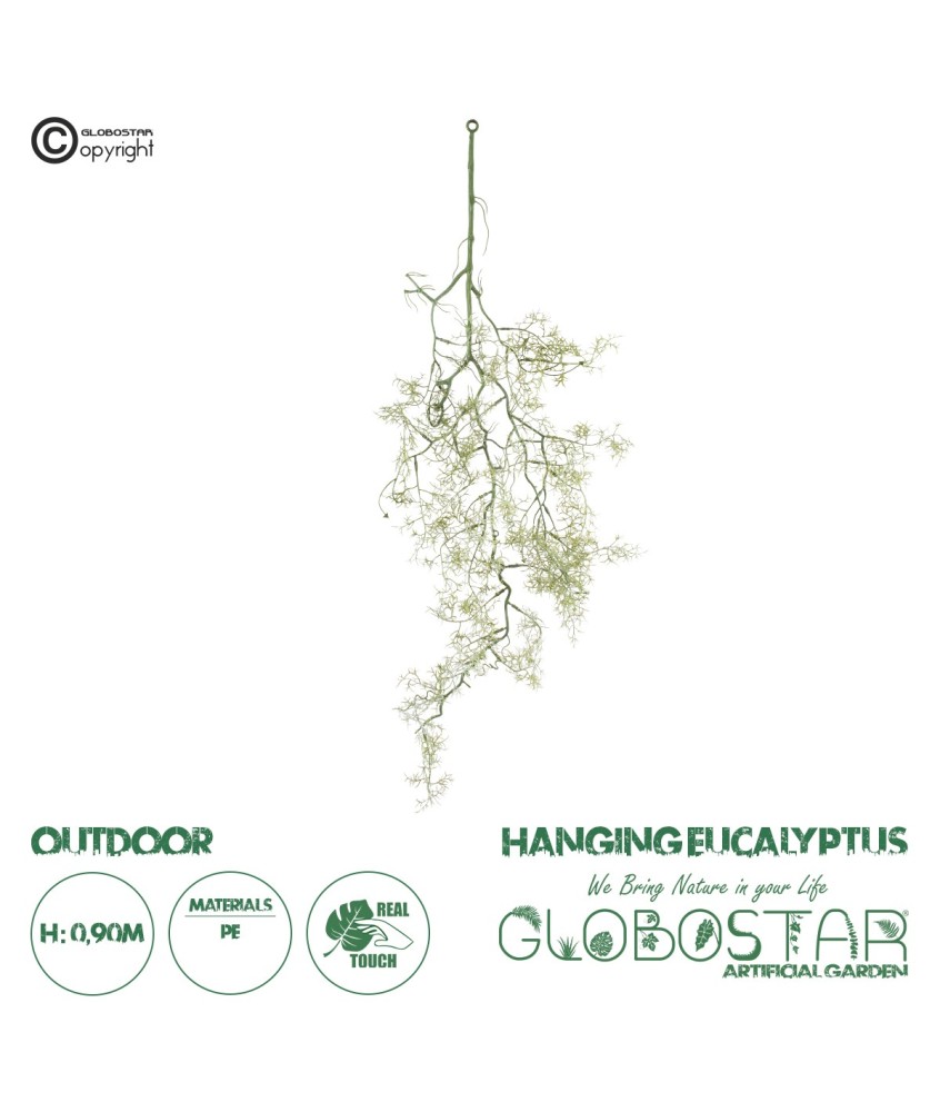 GloboStar® Artificial Garden EUCALYPTUS HANGING BRANCH 20412 Τεχνητό Διακοσμητικό Κρεμαστό Φυτό Ευκάλυπτος Υ90cm